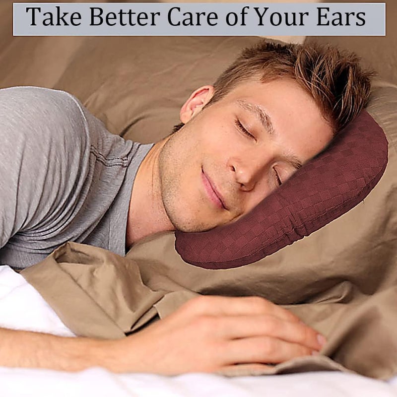Wuronsa Ear Piercing Pillow for Side Sleepers, Pillow with an Ear Hole for CNH and Ear Pain Ear Inflammation Pressure Sores, O-Shaped Side Sleeping Pillow, Ear Guard Pillow(Dark Red) - Image 5